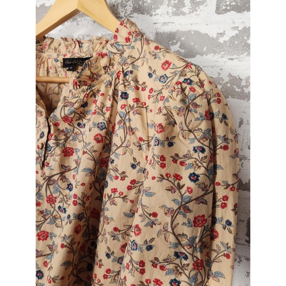 House Of‎ Harlow Peasant Top Womens Size Large Floral Beige Ruffle Neckline - Picture 5 of 16